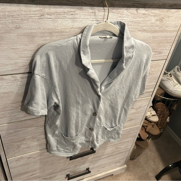 Madewell Knit Lightspun Camp Shirt Button Front‎ Casual Loungewear Cool Fog L - Picture 3 of 6